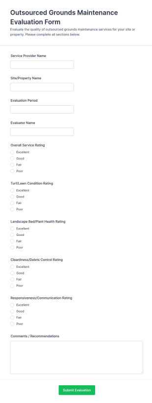 Outsourced Grounds Maintenance Evaluation Form Template