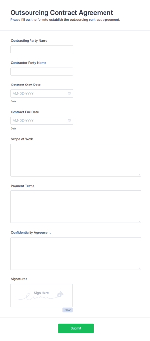 Outsourcing Contract Agreement Form Template