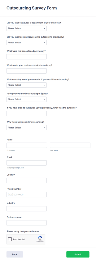 Outsourcing Survey Form Template