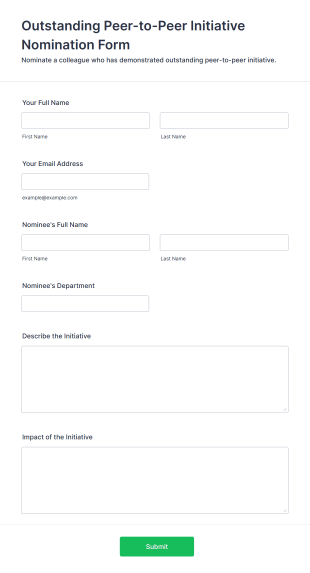 Outstanding Peer To Peer Initiative Nomination Form Template