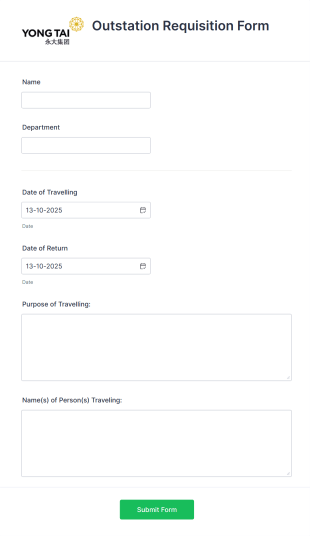 Outstation Requisition Form Template
