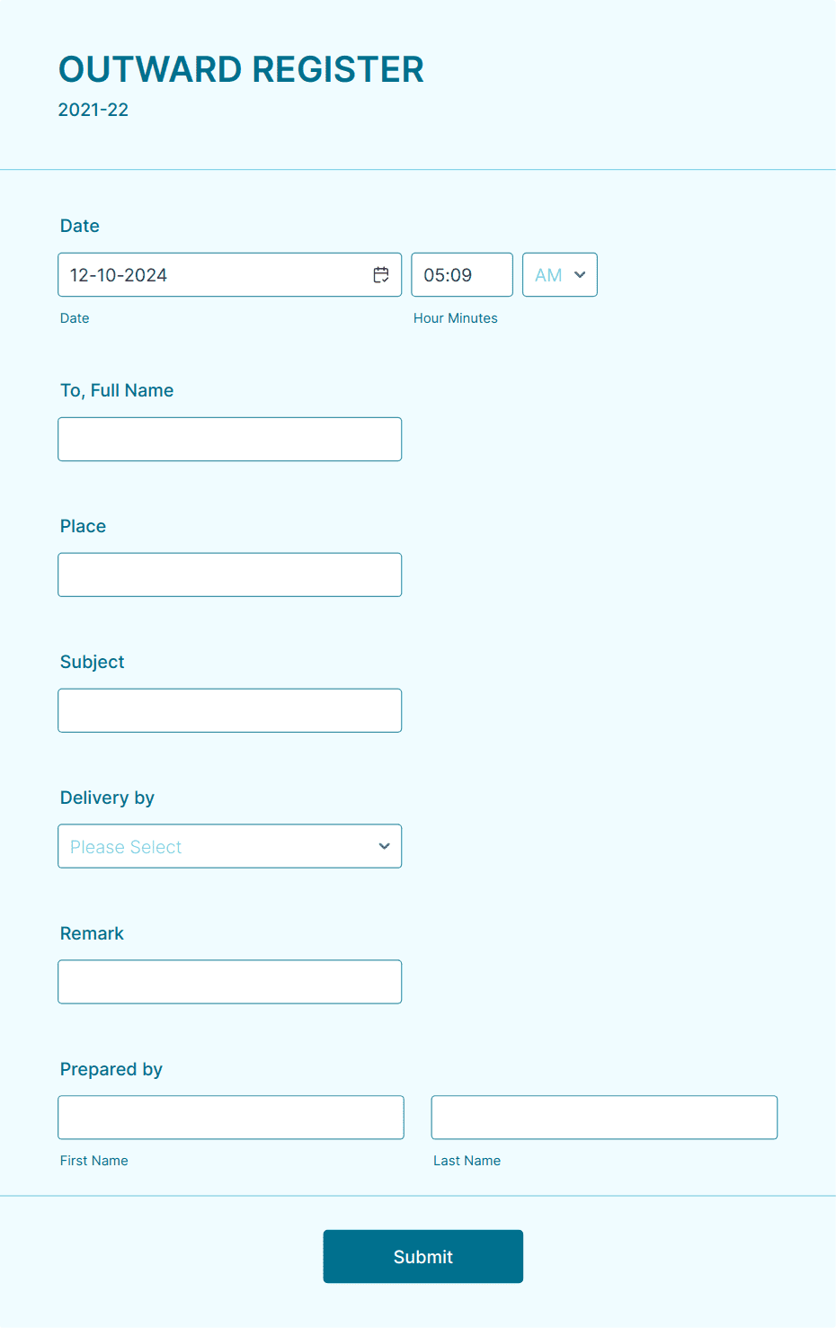 Outward Register Form Template | Jotform
