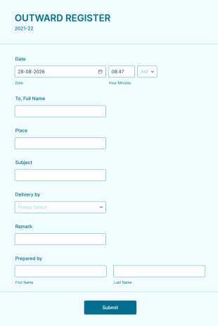 Outward Register Form Template