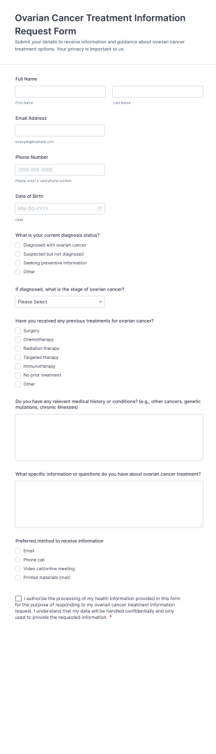 Ovarian Cancer Treatment Information Request Form Template