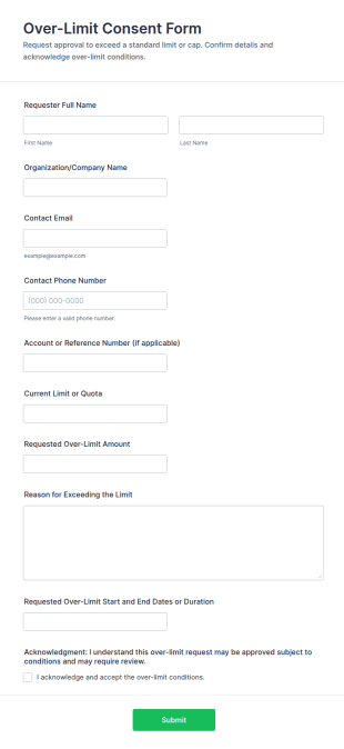Over Limit Consent Form Template