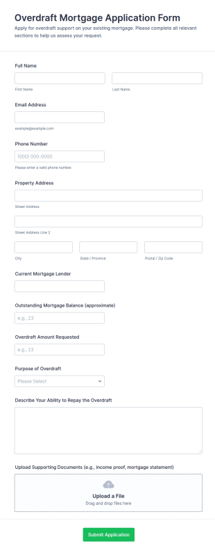 Overdraft Mortgage Application Form Template