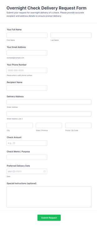 Overnight Check Delivery Request Form Template