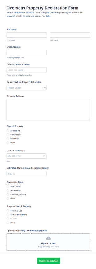 Overseas Property Declaration Form Template