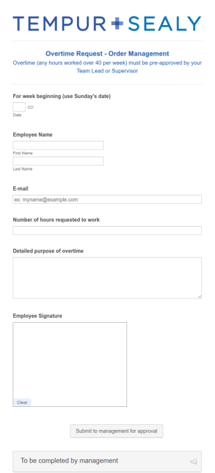 Overtime Management Form Template