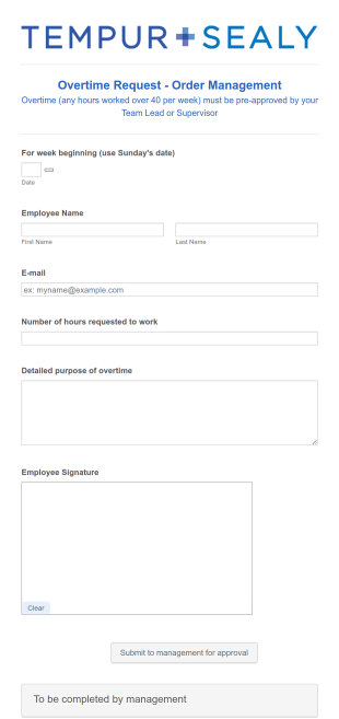 Overtime Management Form Template