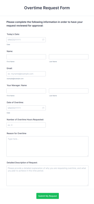 Overtime Request Form Template