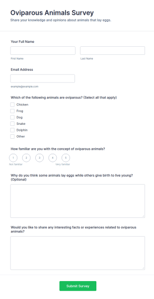 Oviparous Animals Survey Form Template