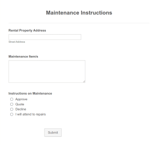 Property Maintenance Owner Approval Form Template