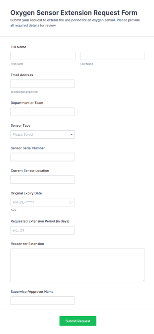 Oxygen Sensor Extension Request Form Template
