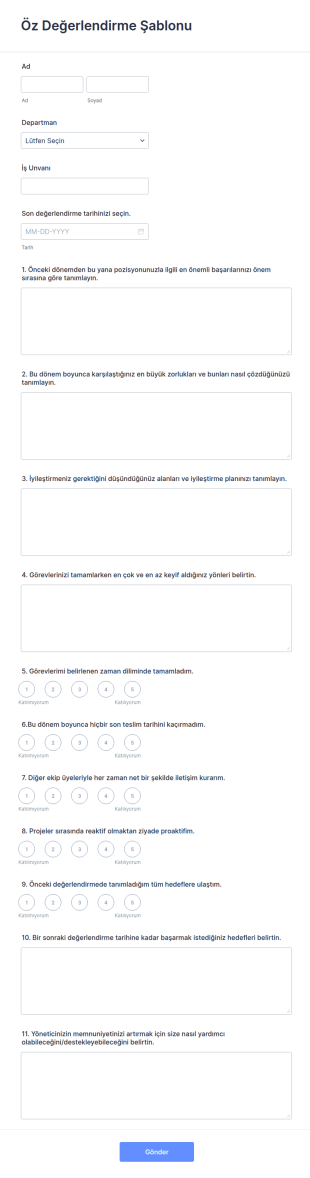 Öz Değerlendirme Şablonu