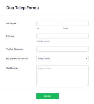 Özel Dua Talep Form Şablonu