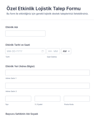 Özel Etkinlik Lojistik Talep Form Şablonu