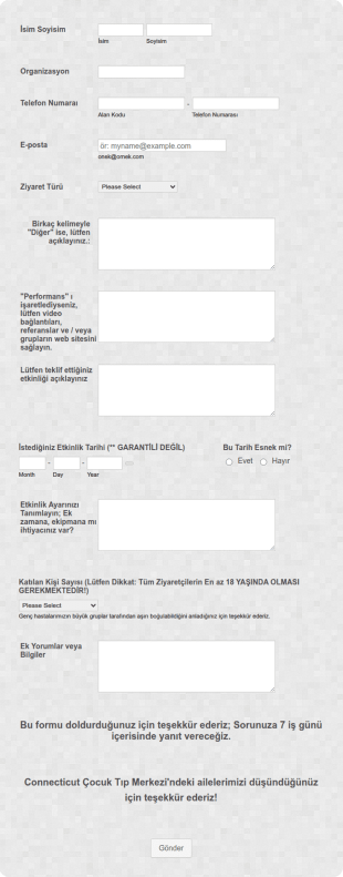Özel Ziyaretçi İstek Form Şablonu