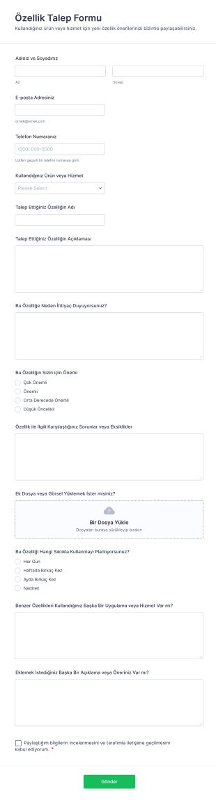 Özellik Talep Form Şablonu