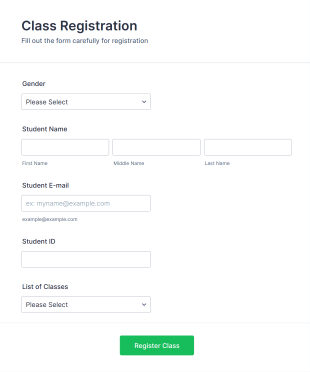 Class Enrollment Form Template
