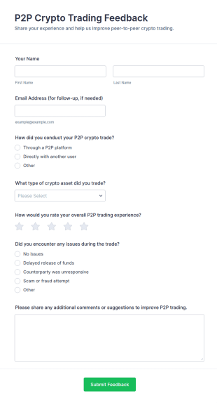 P2P Crypto Trading Feedback Form Template
