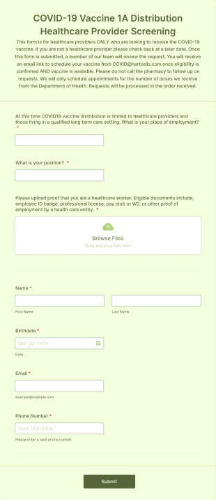 PA Pharmacy 1a COVID Screening Template Form Template