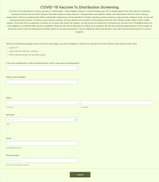 PA Pharmacy COVID 1c Screening Form Template