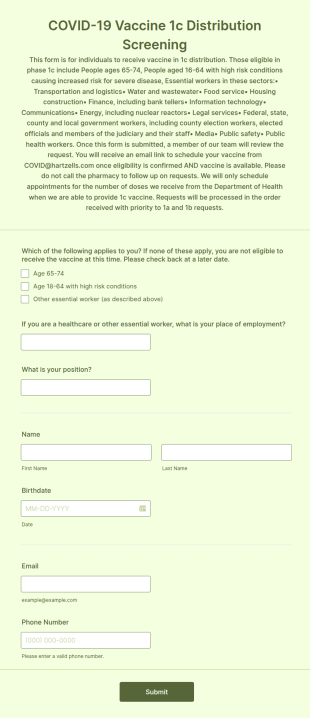 PA Pharmacy COVID 1c Screening Form Template