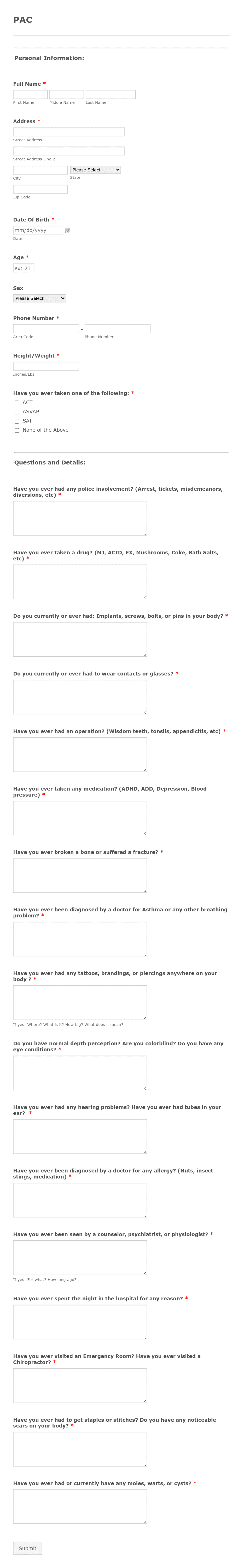PAC Form Template | Jotform