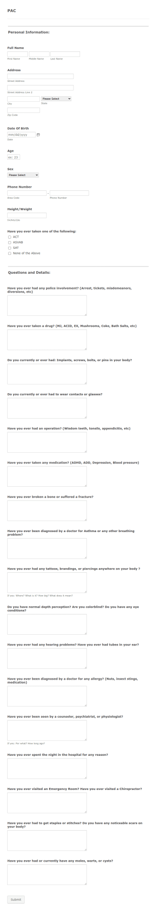 Pac Form Template