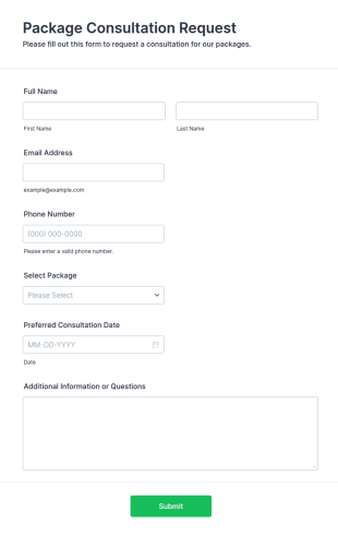 Package Consultation Request Form Template