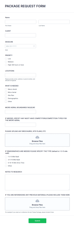 Package Request Form Template
