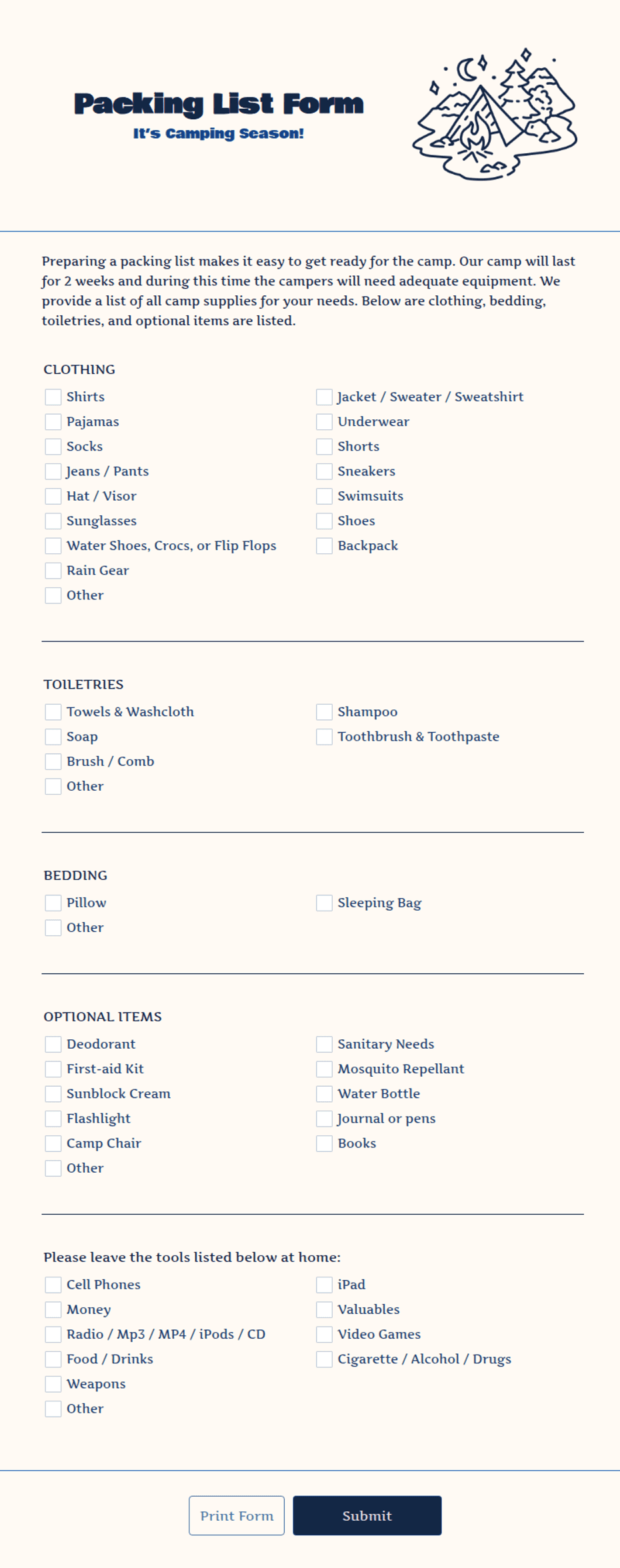 Filed Packing List Packing List Form Template | Jotform