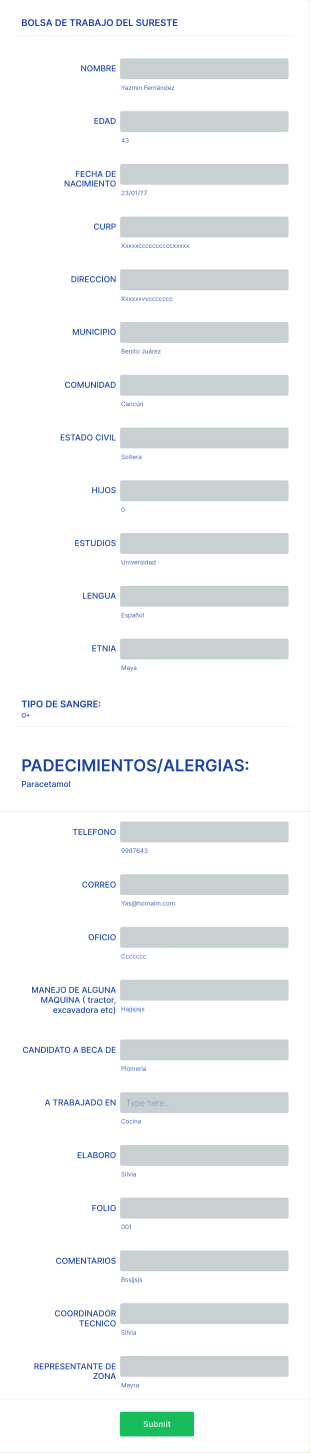 Padecimientos/Alergias: Form Template