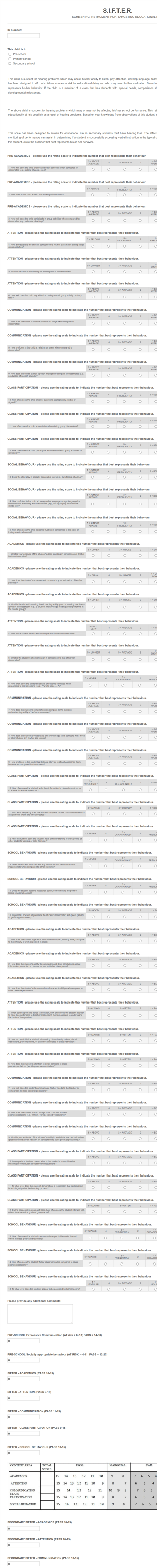 Paed AUD: S.I.F.T.E.R. MOBILE Form Template