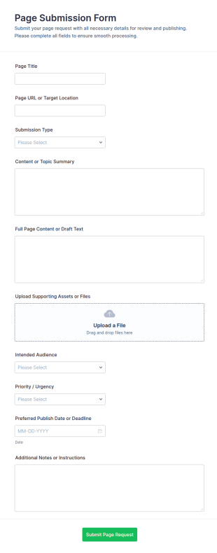 Page Submission Form Template