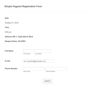Simple Pageant Registration Form Template
