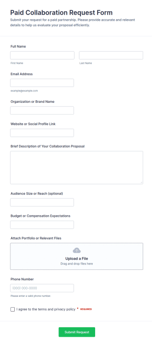 Paid Collaboration Request Form Template
