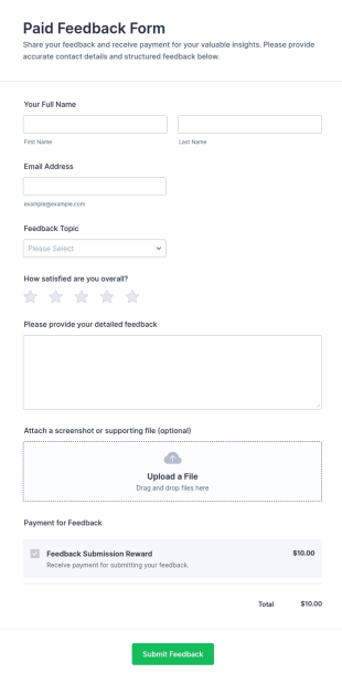 Paid Feedback Form Template