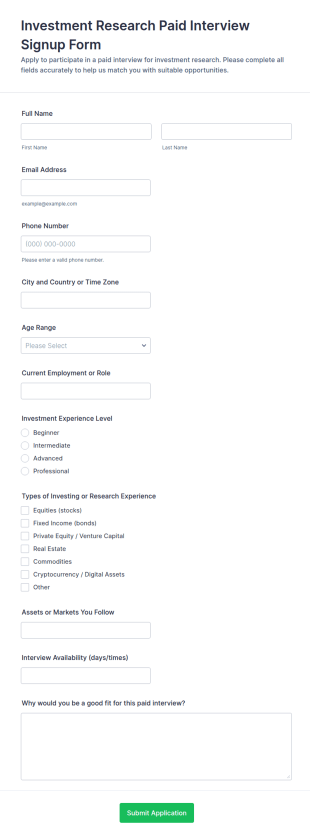 Paid Interview Signup Form Template