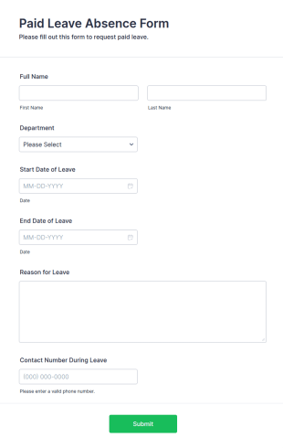 Paid Leave Absence Form Template