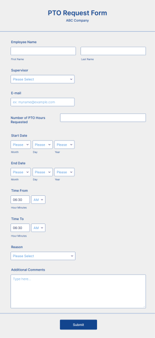 Paid Time Off (PTO) Request Form Template