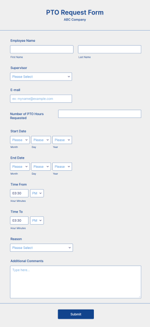 Paid Time Off (PTO) Request Form Template