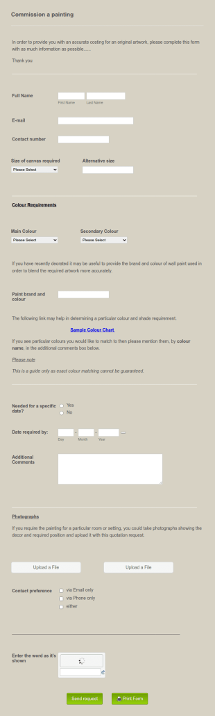 Painting Commission Form Template