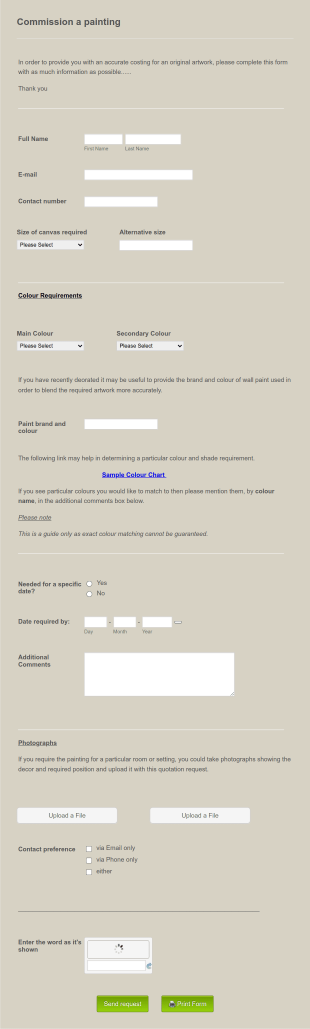 Painting Commission Form Template