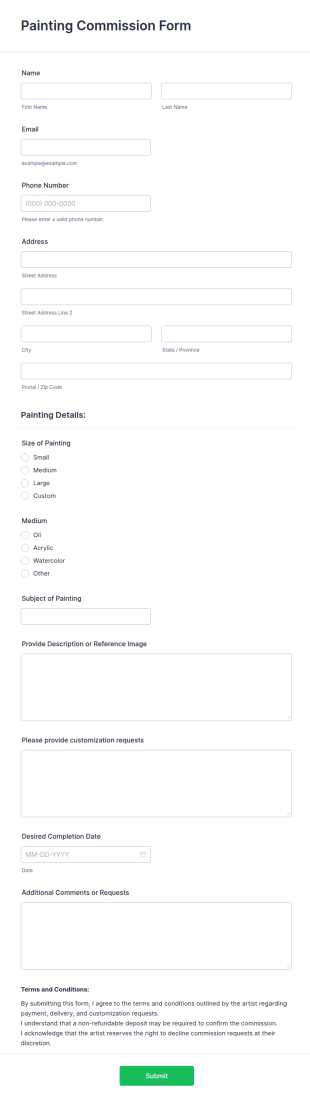 Painting Commission Form Template