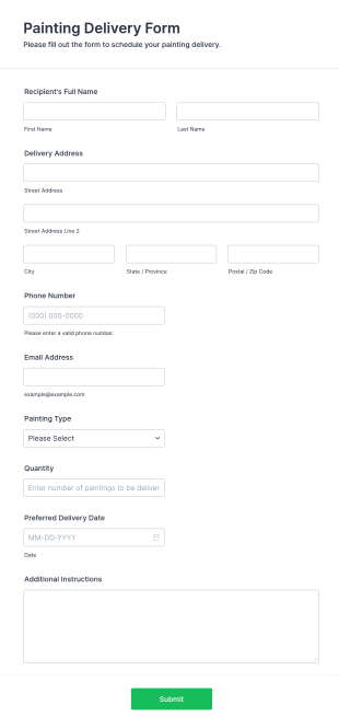 Painting Delivery Form Template