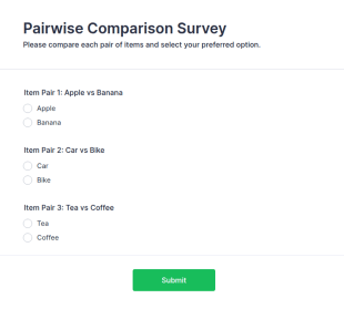 Pairwise Comparison Survey Form Template