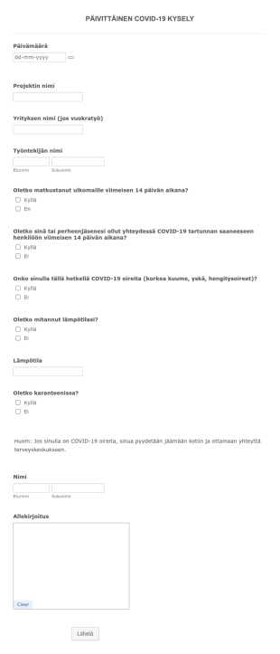 Päivittäinen Covid 19 Kysely