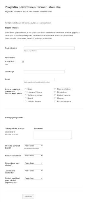 Päivittäinen Tarkastuslomake